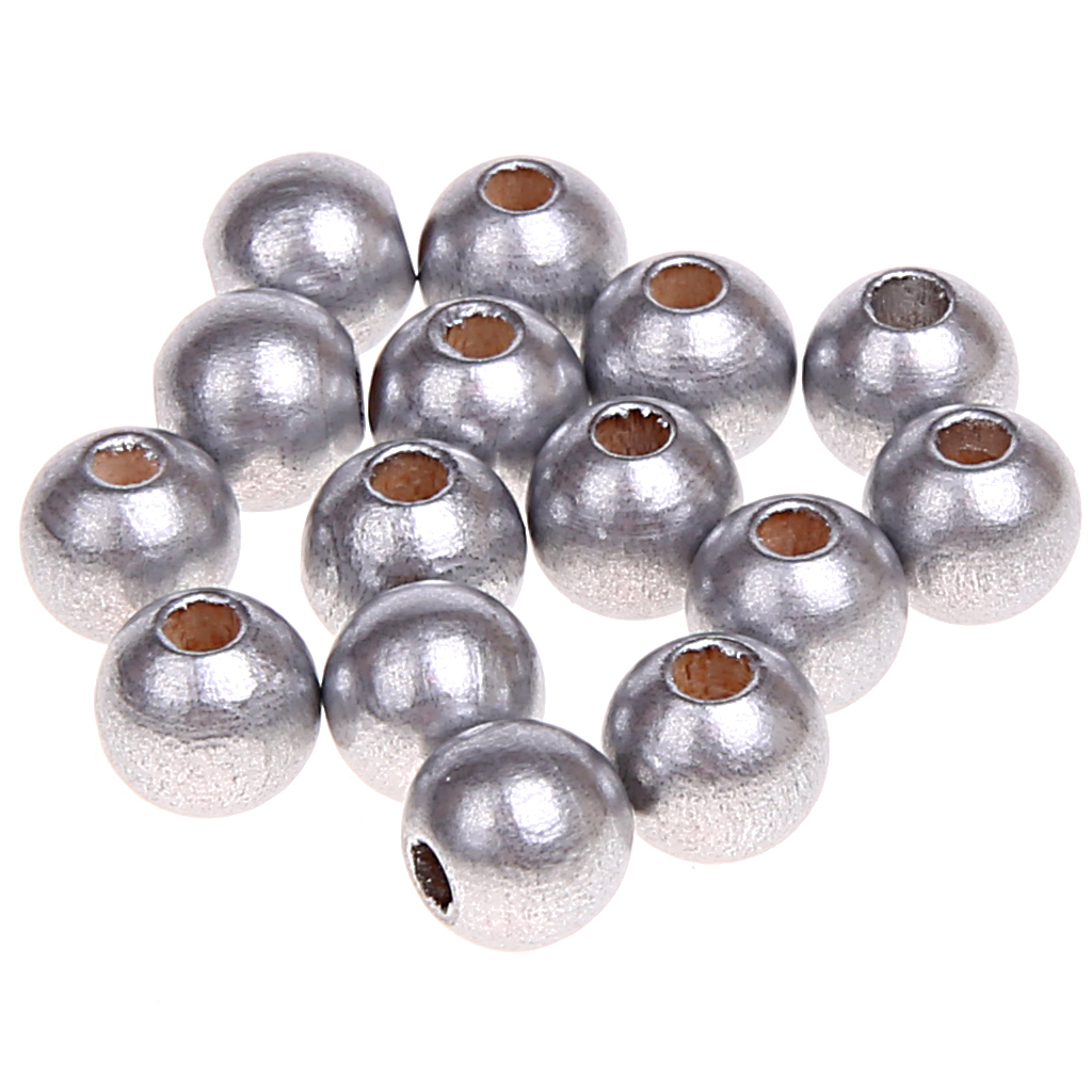 Holzperlen 8mm • 50 Stück silber 70 auf Lager